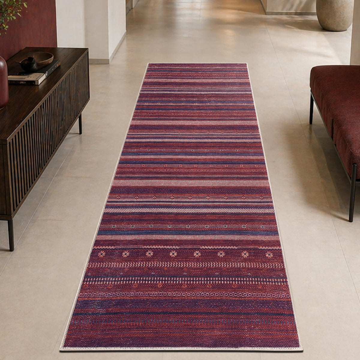 Keen Home Design Vintage Washable Entryway Rug, Non-Slip Low Pile, 3x5