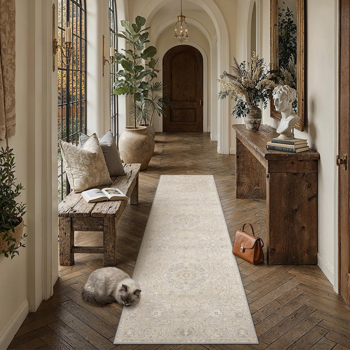 8x10 Beige Area Rug Vintage Carpet