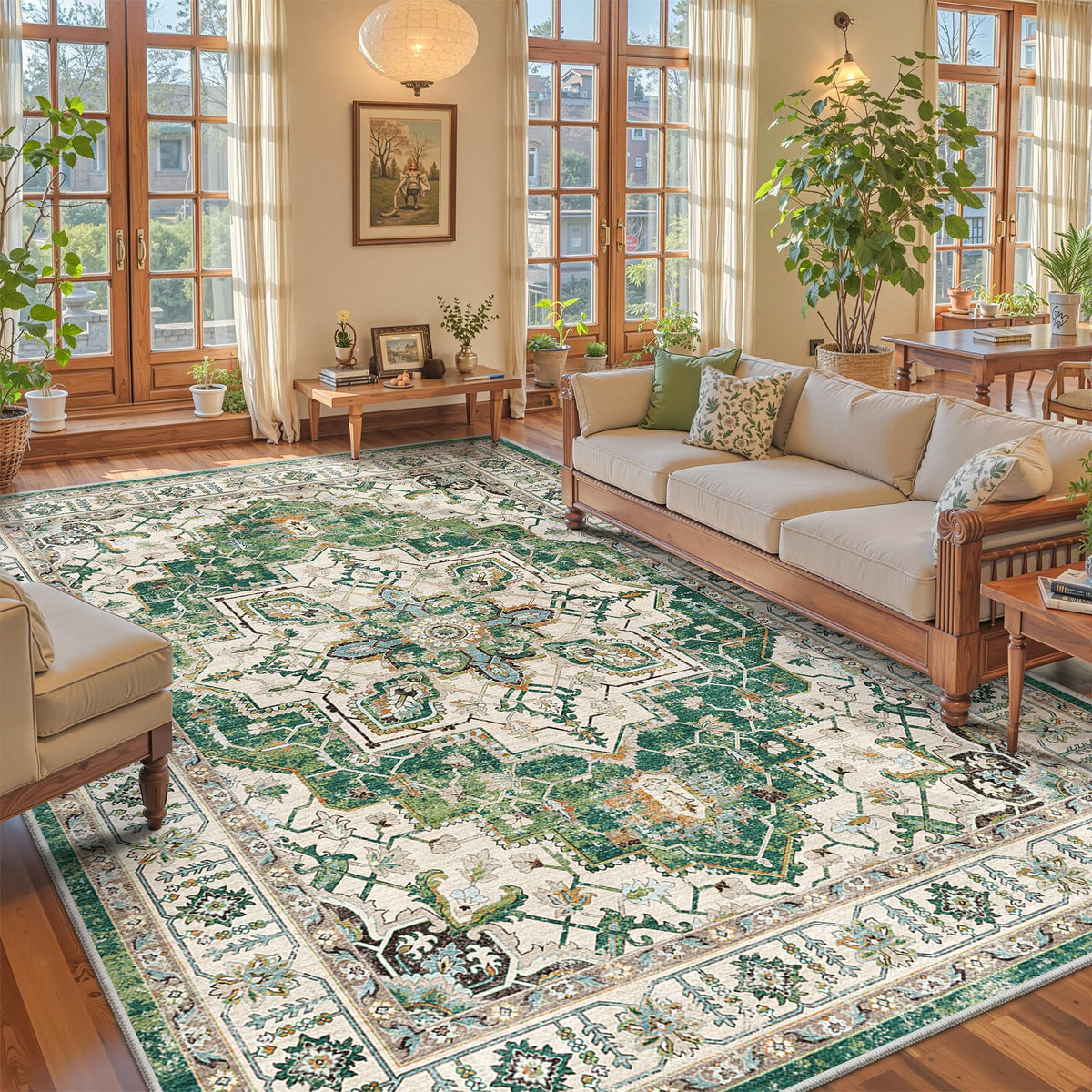 zesthome 5x7 Area Rugs for Living Room,Large Washable Rug,Orange