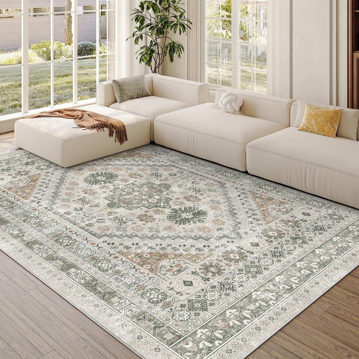 zesthome 5x7 Area Rugs for Living Room,Large Washable Rug,Orange