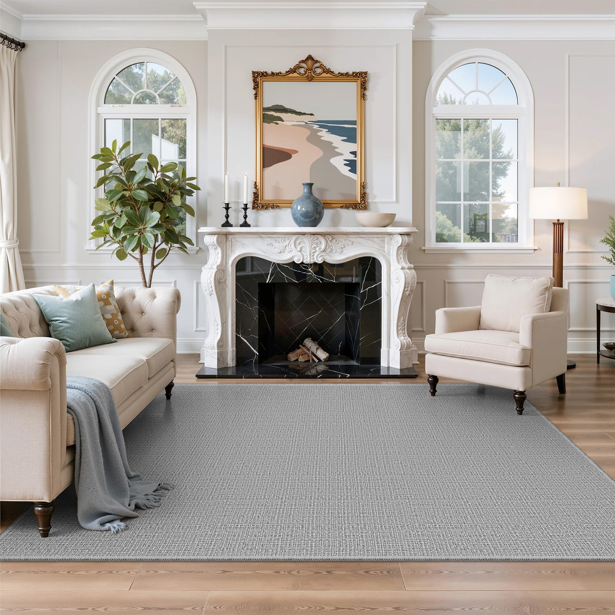 Valenrug Beige 8x10 Area Rugs for Living Room, Large Washable Rug Non Slip