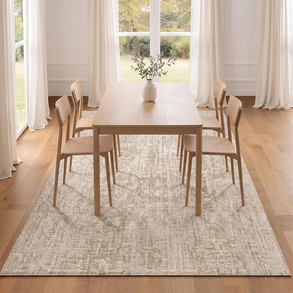 RUGIXE 5x7 ft Beige Washable Area Rug for Living Room,Vintage Boho,Non Slip