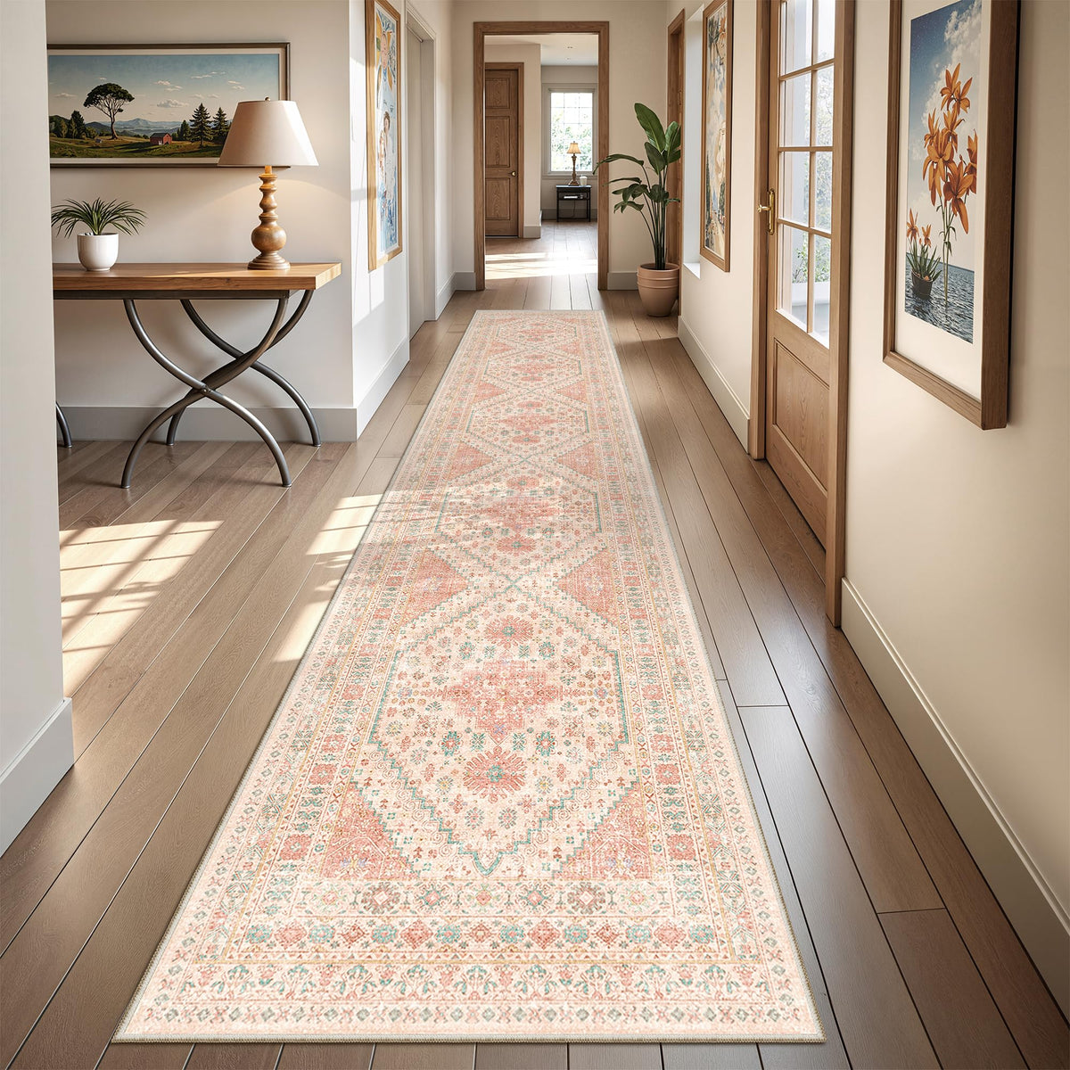 4x6 Area Rugs for Living Room, Non Slip Rugs for Bedroom, Beige