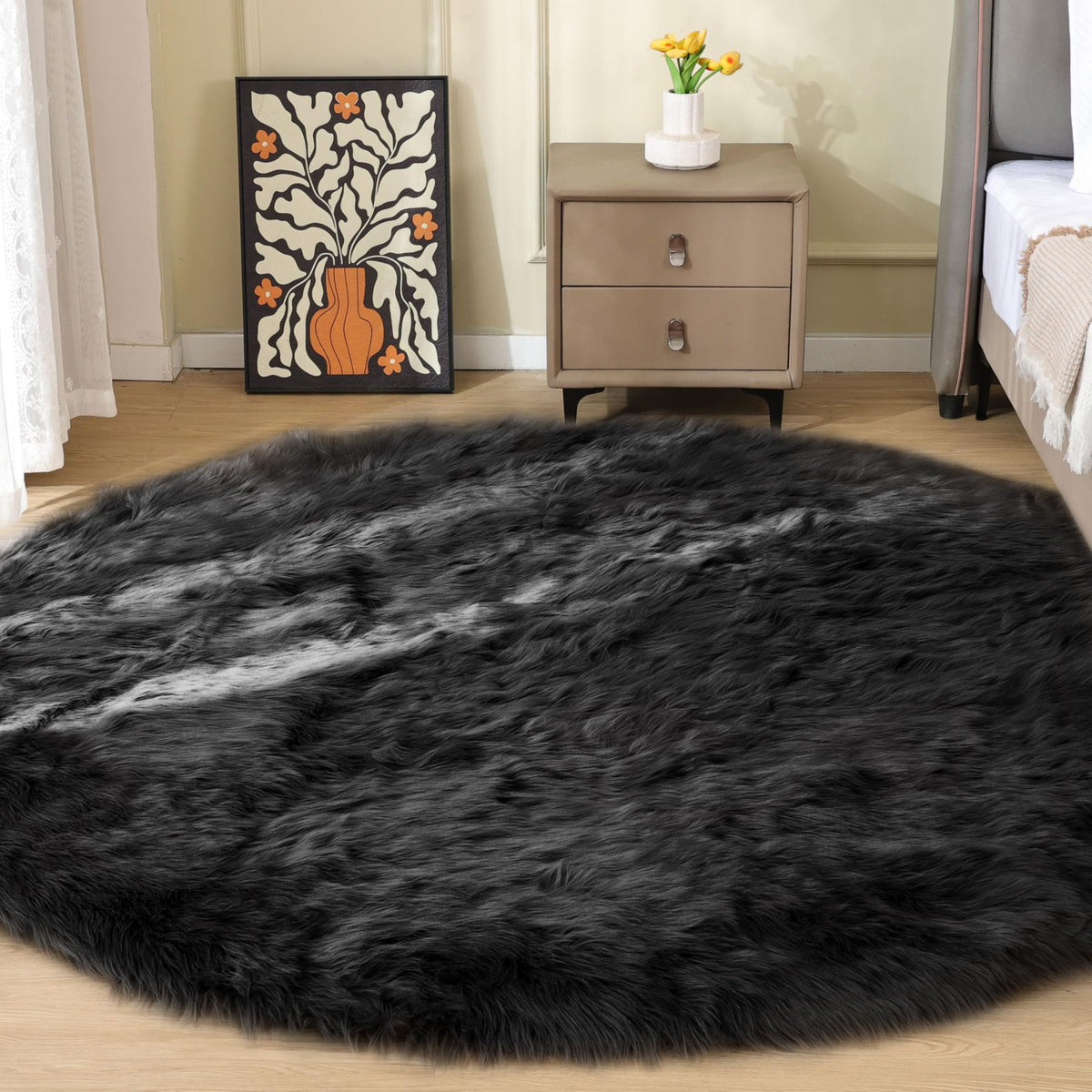 ORINOVA White Faux Sheepskin Fuzzy Fur Rugs for Bedroom Small Machine Washable Fluffy Area Rugs for Living Room 2x4 Shag Nursery Rug