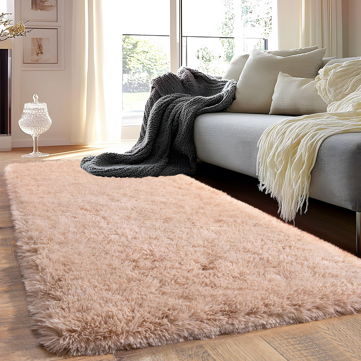 Black Rug for Bedroom, Soft Shaggy Modern Shag 4x6 Area Rugs for Living Room, Upgrade Non-Slip Plush Fluffy Carpet for Kids Boys Girls Room Dorm Home Decor Aesthetic