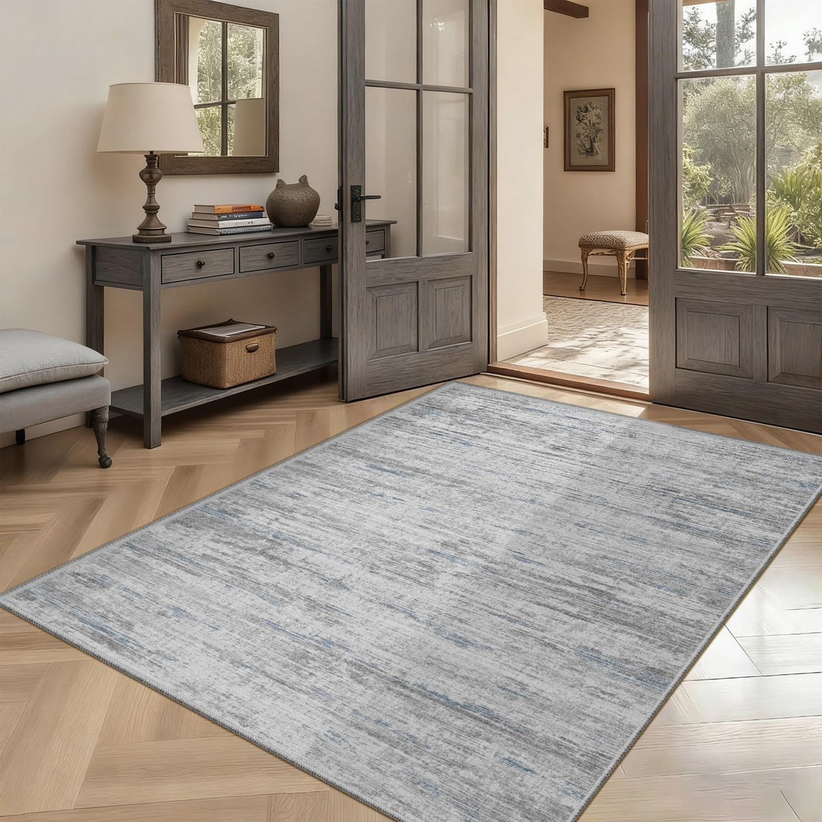 5x7 Area Rugs - Ultra-Thin Washble Rugs,Non-Slip Low Pile Abstract Print Rugs for Living Room,Home Office Decor,Stain Resistant Machine Washable Area Rug