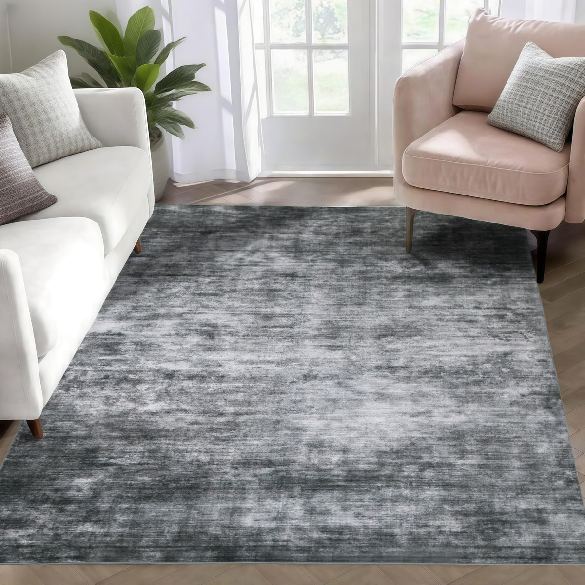 WILLSUN Washable Area Rugs, 5x7 Non-Slip Boho Large Area Rugs for Living Room, Bedroom, Machine Washable Vintage Rug, Indoor Floral Print Carpet for Home Decor, Kid & Pet Friendly Mat