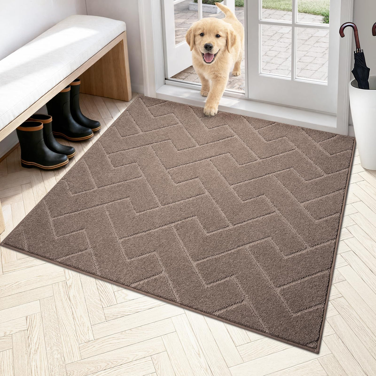 PURRUGS Dirt Trapping Door Mat Indoor Entrance, 20" x 31.5", Grey