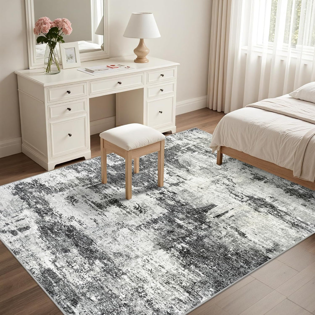 Tosuoka 5x7 Area Rugs for Living Room Abstract Washable Black Rug