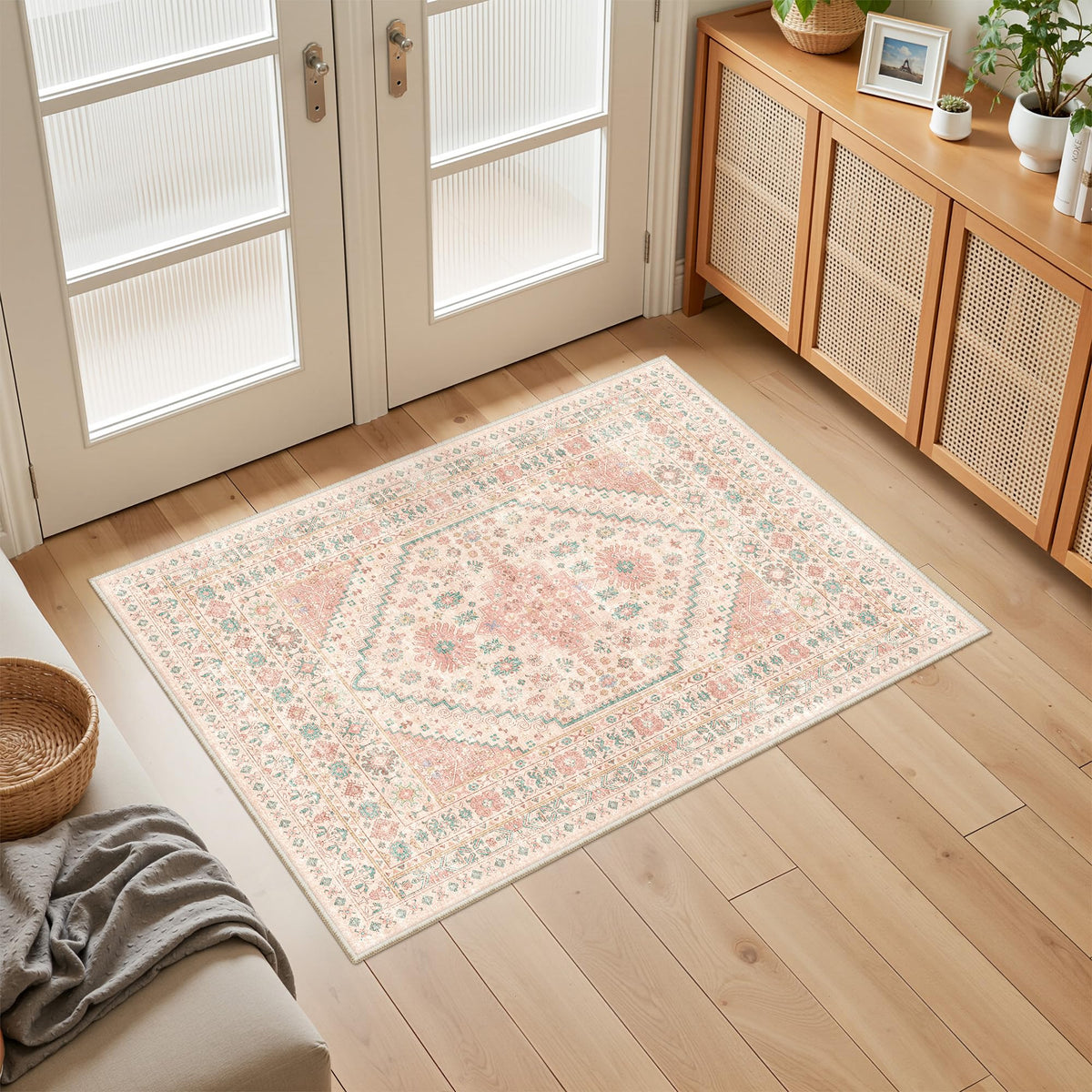 4x6 Area Rugs for Living Room, Non Slip Rugs for Bedroom, Beige