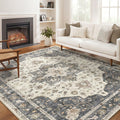 Vintage 9x12 Washable Area Rugs for Living Room, Non Slip, Brown