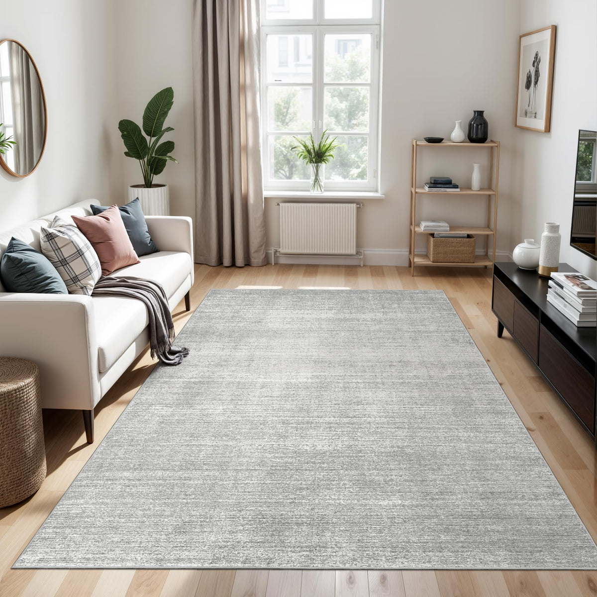 Valenrug Beige 8x10 Area Rugs for Living Room, Large Washable Rug Non Slip