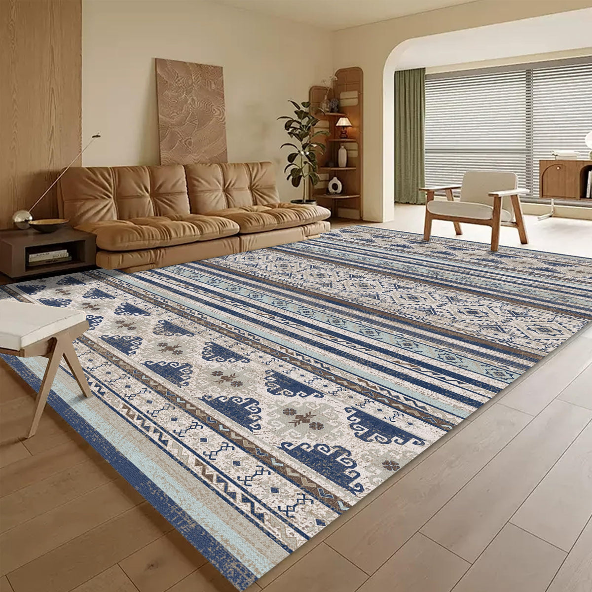 RUGSURE Washable Area Rug - 1/6 Thick - Stain & Water Resistant Non-Slip - Resistant Rug for Living Room, Bedroom, Nursery, Pet & Child Friendly, Vintage Charm Area Rugs (Grey+LightTeal, 3' x 5 ')