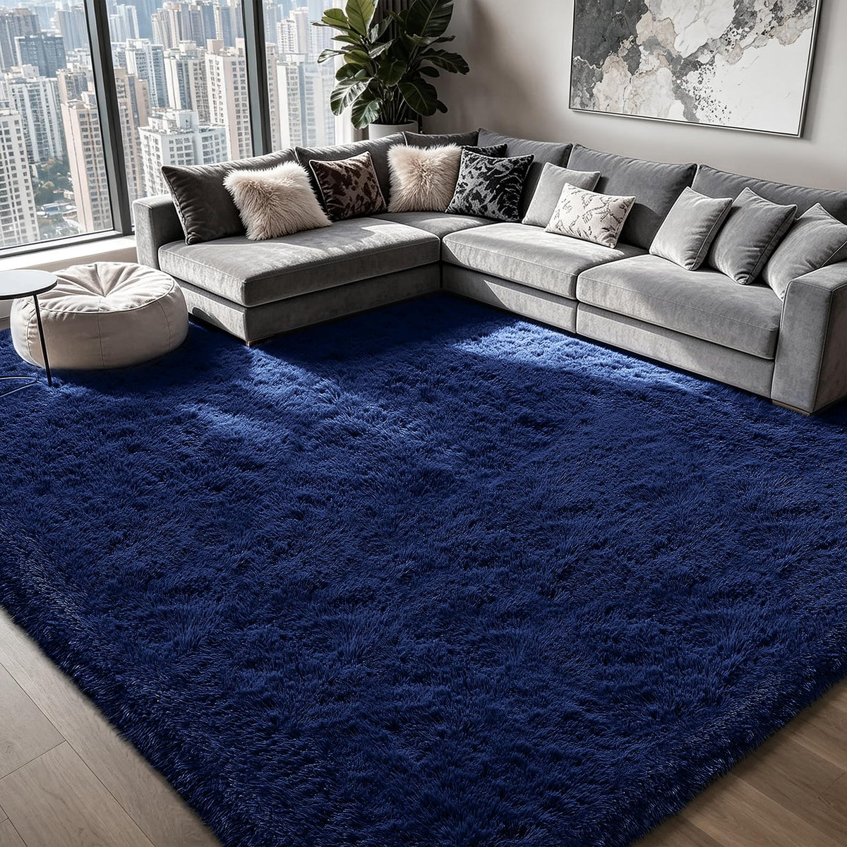 Shag Area Rugs for Bedroom Living Room,4X6 Ultra Soft Fluffy Area Rugs for Dorm,Indoor Carpet Plush Rugs for Home Decor,Tie-Dye Grey