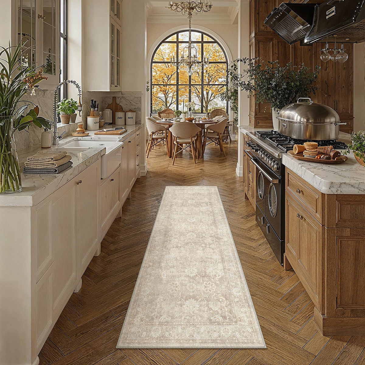 PureCozy 5x7 Beige Area Rug for Living Room Vintage Distressed
