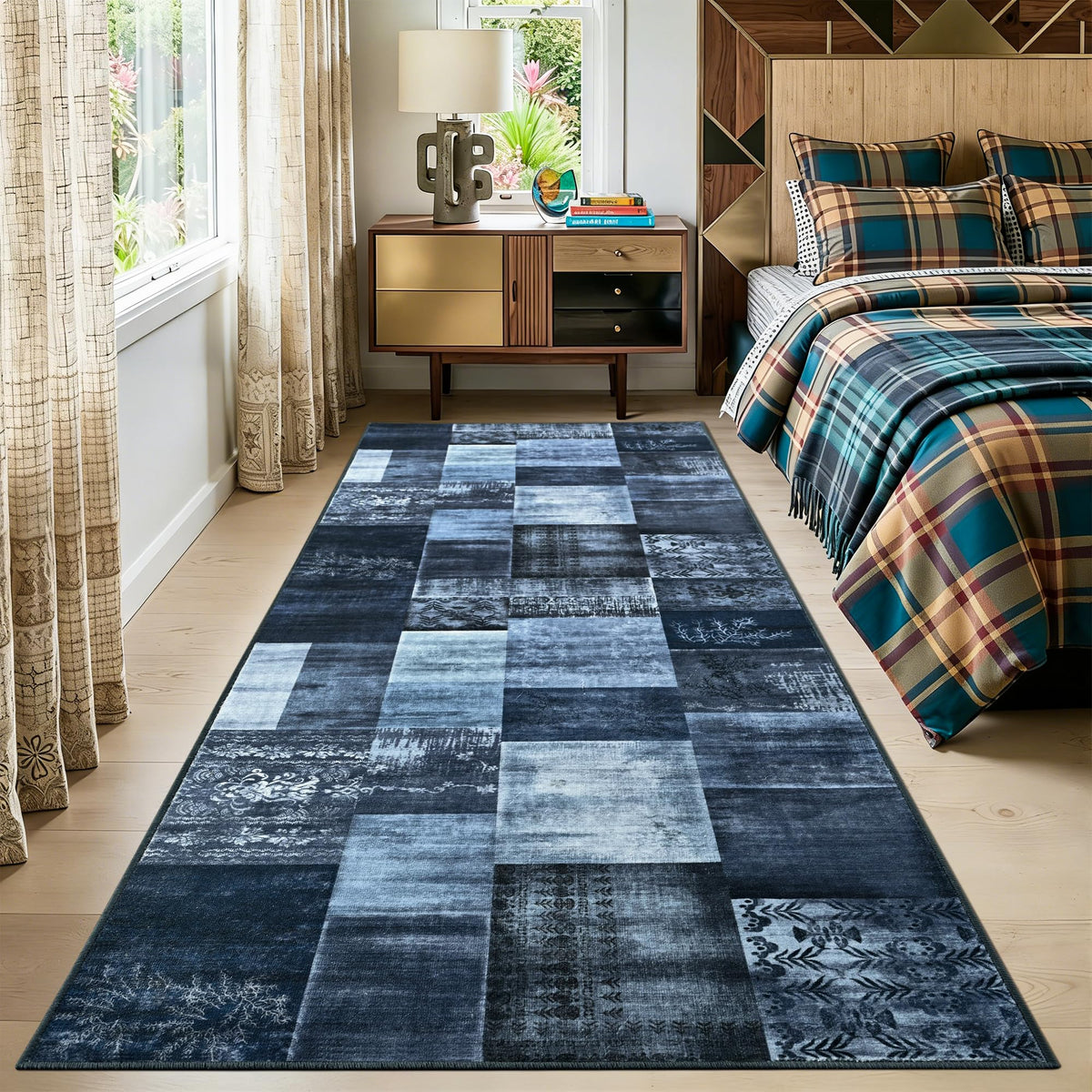 Tepook 4x6 Area Rugs for Living Room, Washable Large Geometric Bedroom Rug