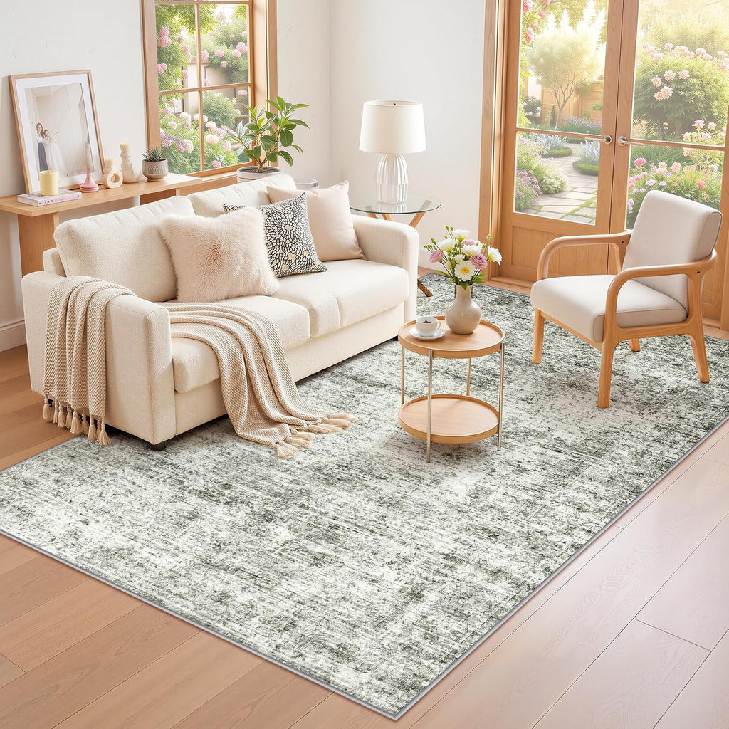 LIVELYGLOW 5x7 Washable Abstract Area Rug, Small Indoor Bedroom Dorm Rug