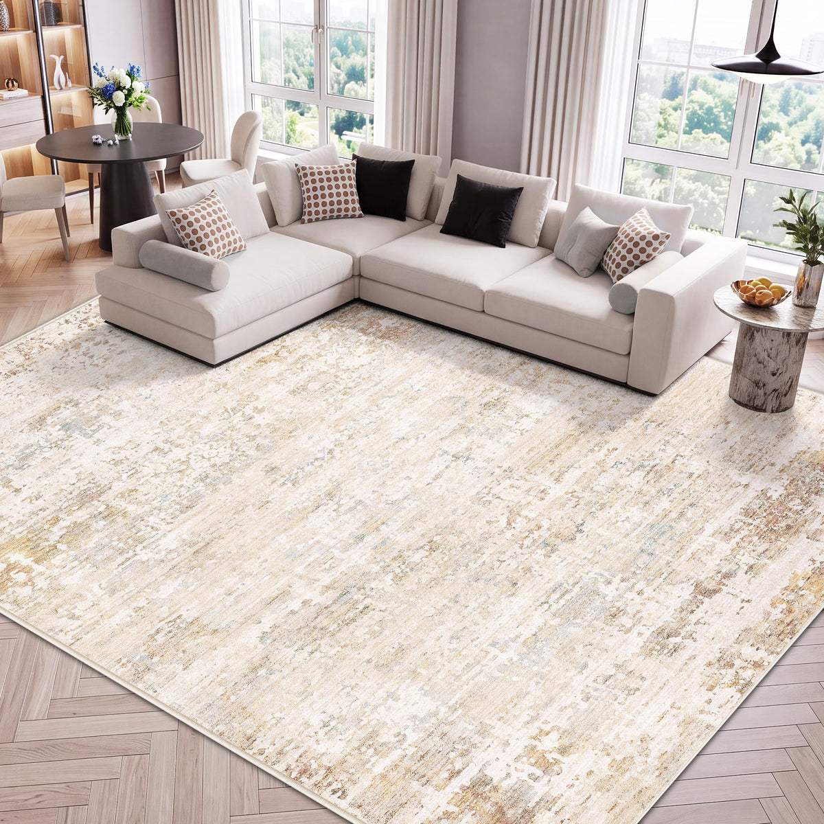 LIVELYGLOW 5x7 Washable Abstract Area Rug, Small Indoor Bedroom Dorm Rug