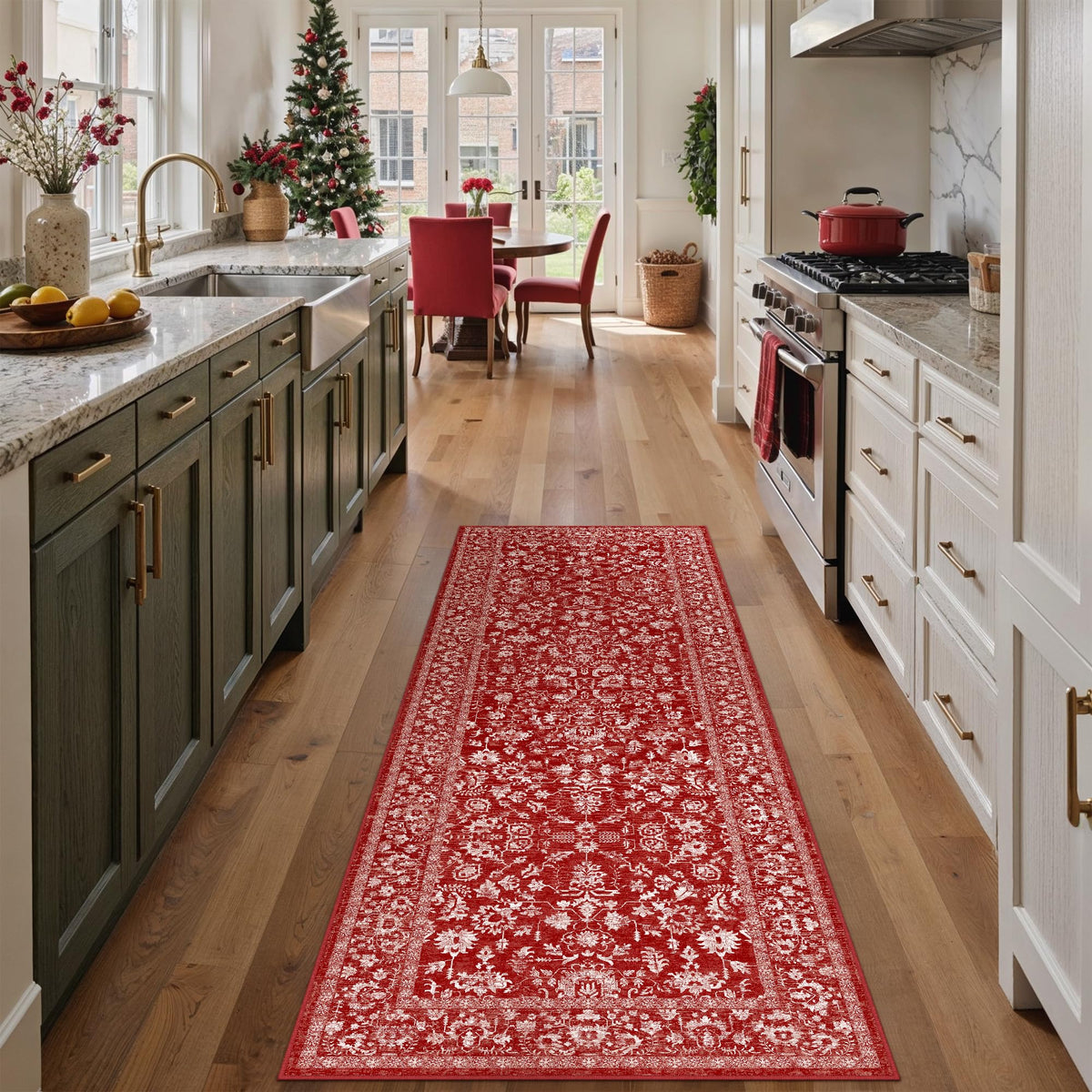PureCozy Beige Area Rug 5x7 Vintage Farmhouse Floral
