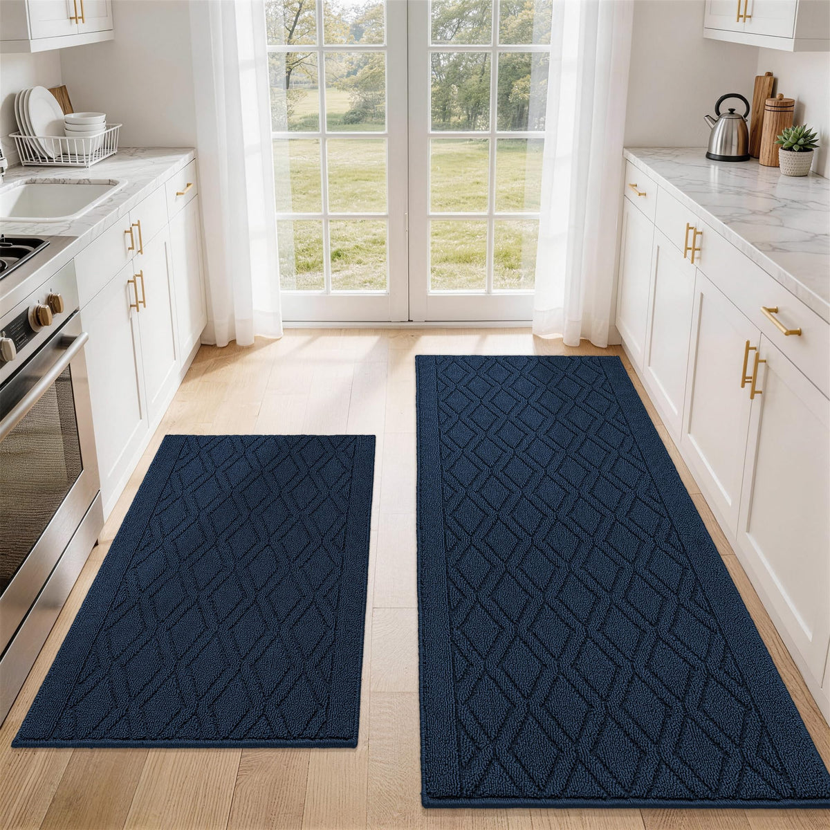 COSY HOMEER 48x20Inch/30X20Inch Kitchen Rug Mats,Grey