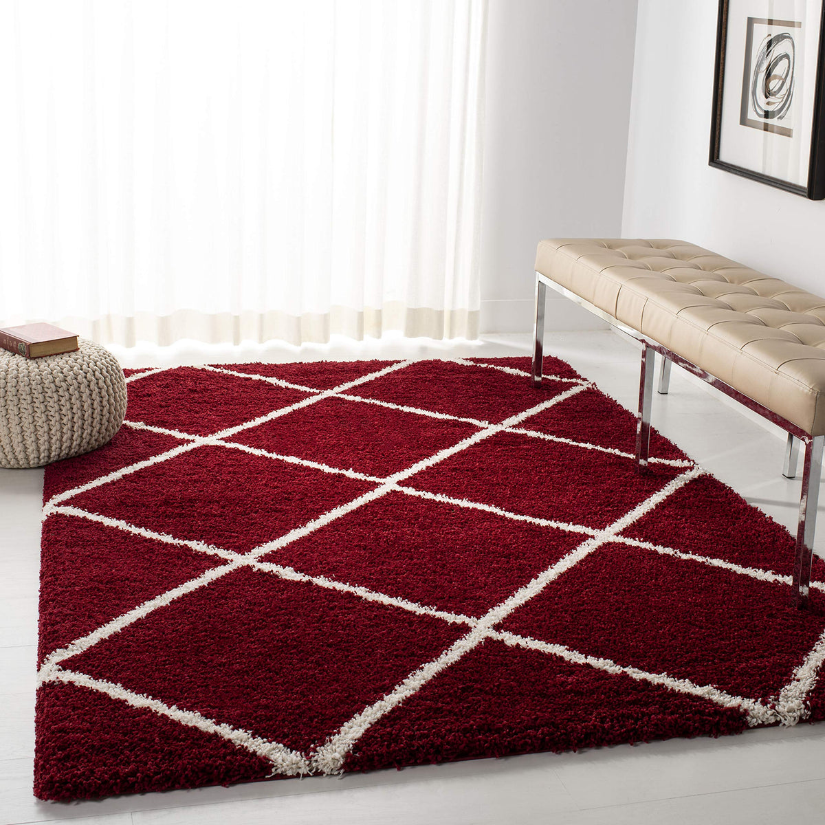 SAFAVIEH Hudson Shag Accent Rug 3'x5', Soft Plush Grey & Beige SGH281J