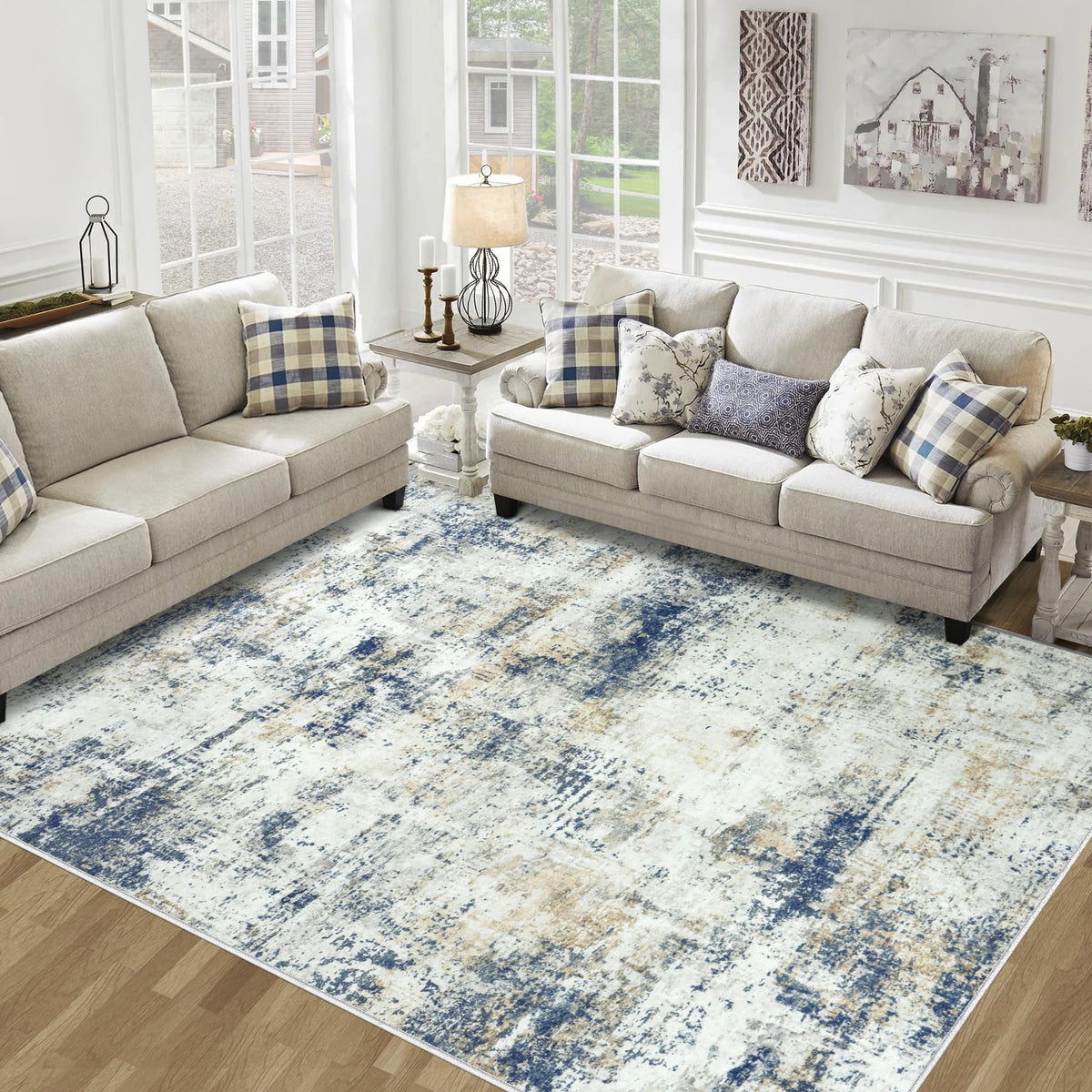 Tosuoka 5x7 Area Rugs for Living Room Abstract Washable Black Rug