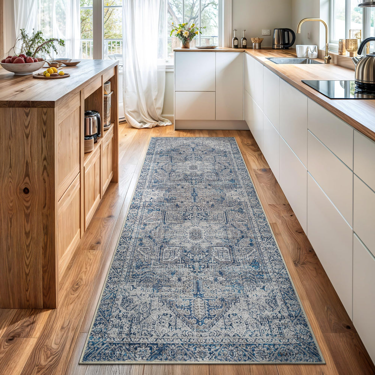 Bloom Rugs Washable Non-Slip 8' x 10' Rug - Gray/Charcoal/Blue Modern Abstract Area Rug for Living Room, Bedroom, Dining Room, and Kitchen - Exact Size: 8' x 10'