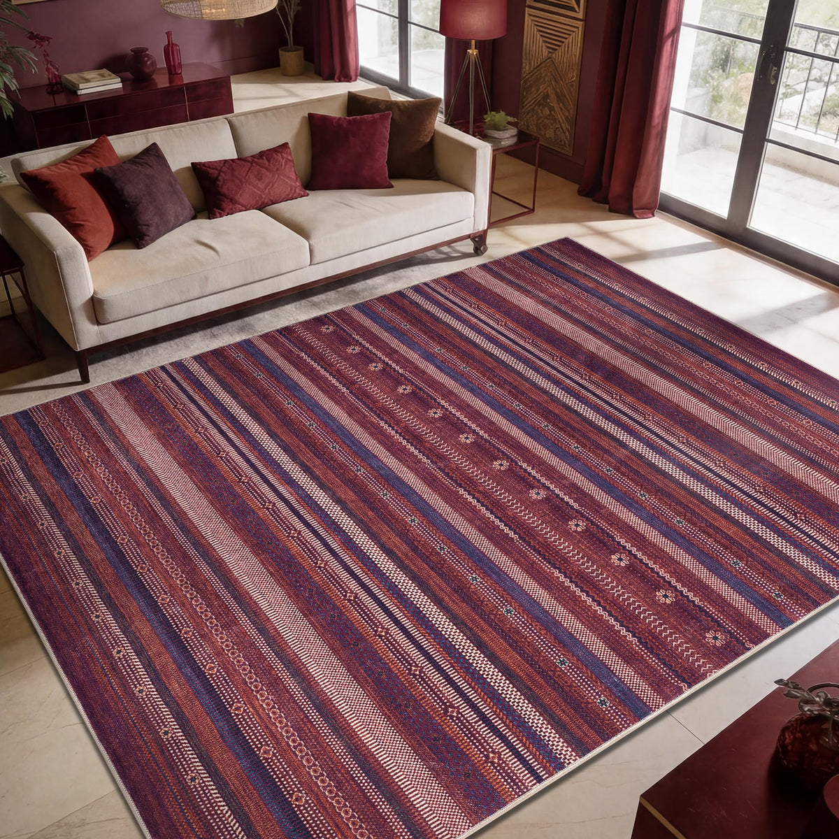 Keen Home Design Vintage Washable Entryway Rug, Non-Slip Low Pile, 3x5