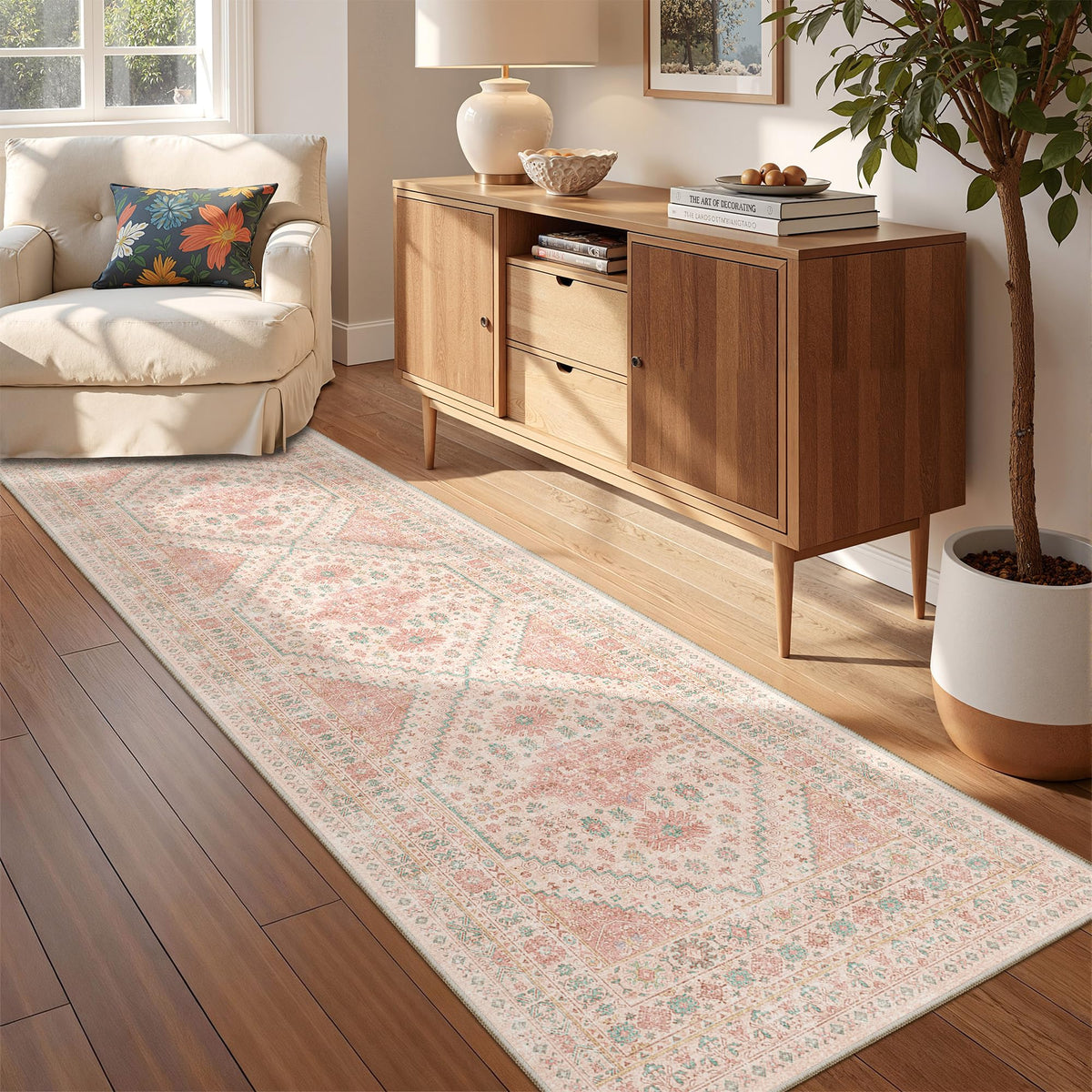 4x6 Area Rugs for Living Room, Non Slip Rugs for Bedroom, Beige