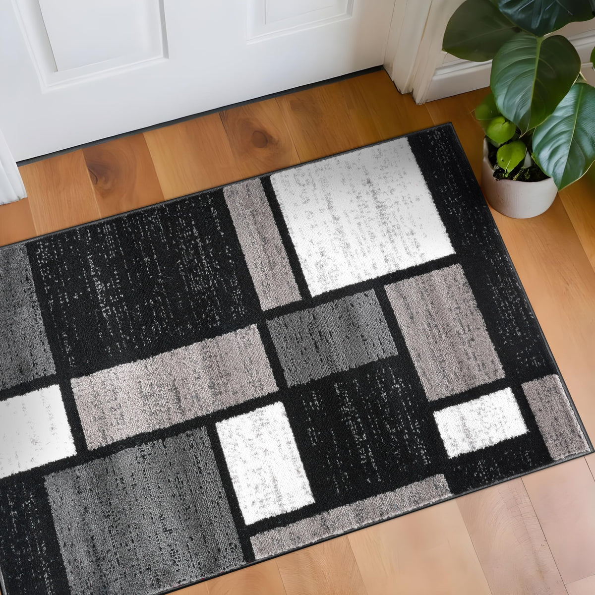 Rugshop Modern Boxes Contemporary Non-Shedding Area Rug Gray 5'3" x 7'3"