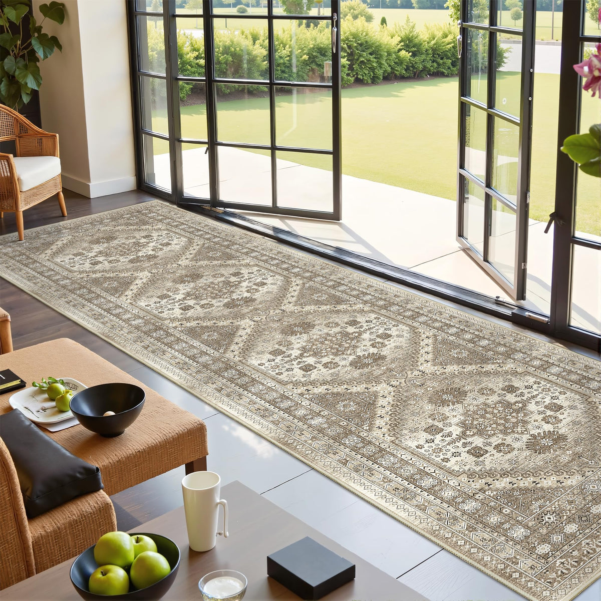 4x6 Area Rugs for Living Room, Non Slip Rugs for Bedroom, Beige