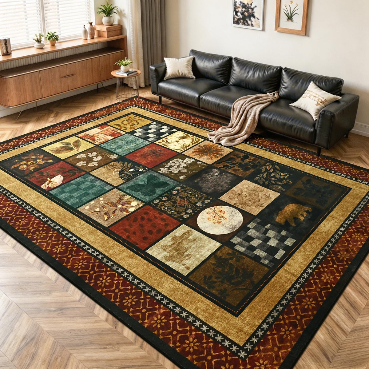 Tepook 4x6 Area Rugs for Living Room, Washable Large Geometric Bedroom Rug