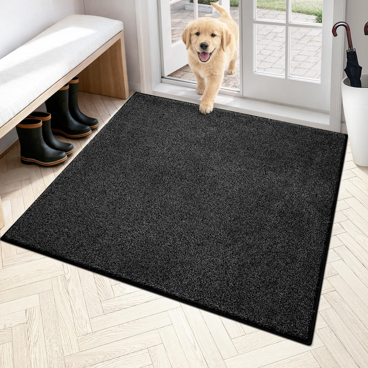 PURRUGS Dirt Trapping Indoor Door Mat, 20" x 31.5", Bluish Grey-Black