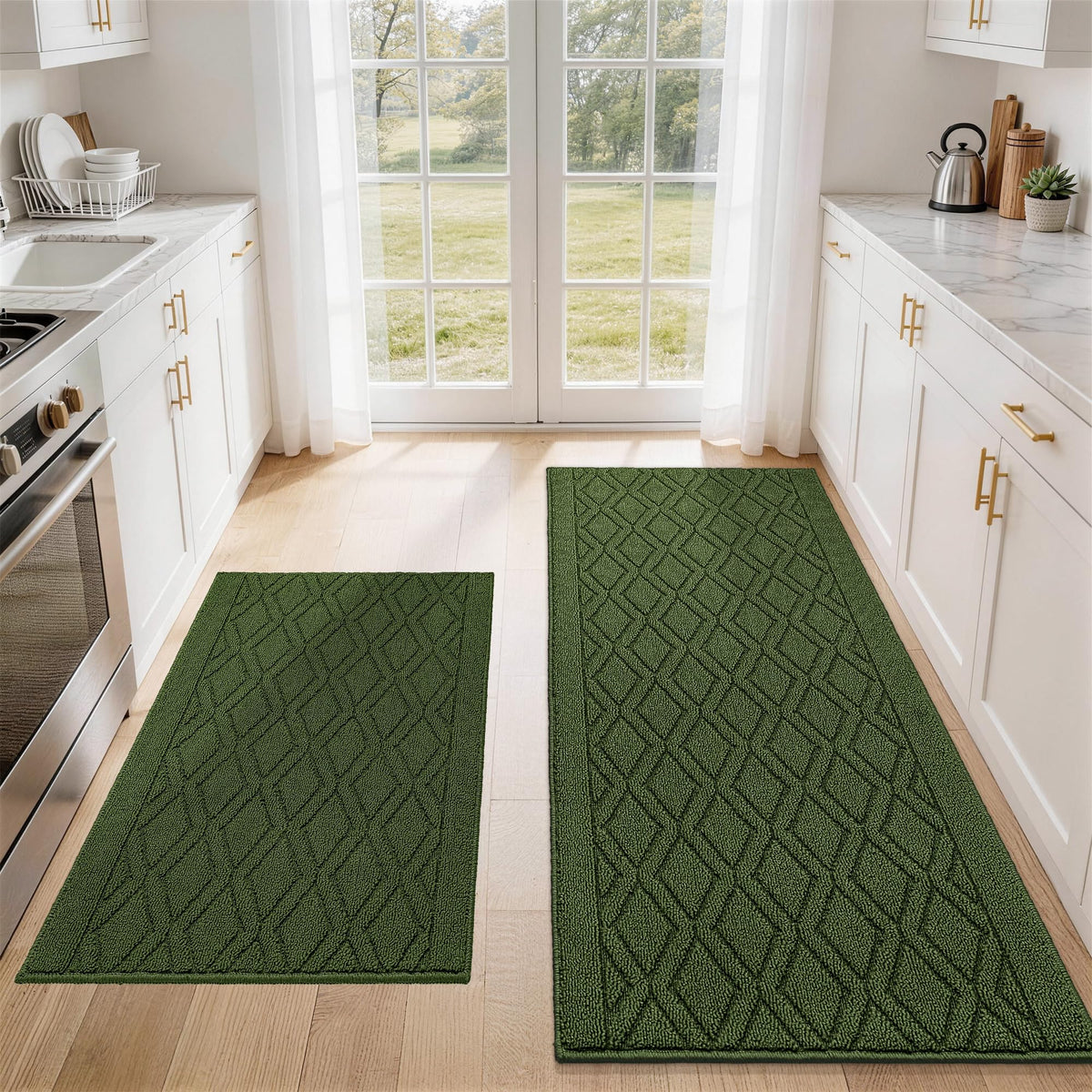 COSY HOMEER 48x20Inch/30X20Inch Kitchen Rug Mats,Grey