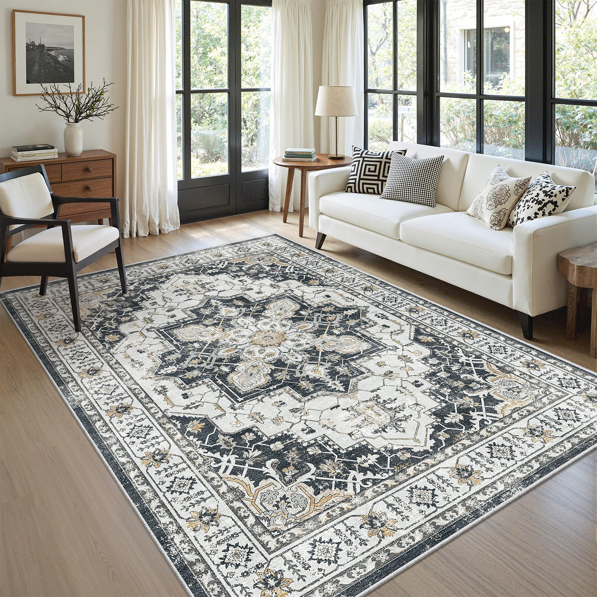 zesthome 5x7 Area Rugs for Living Room,Large Washable Rug,Orange