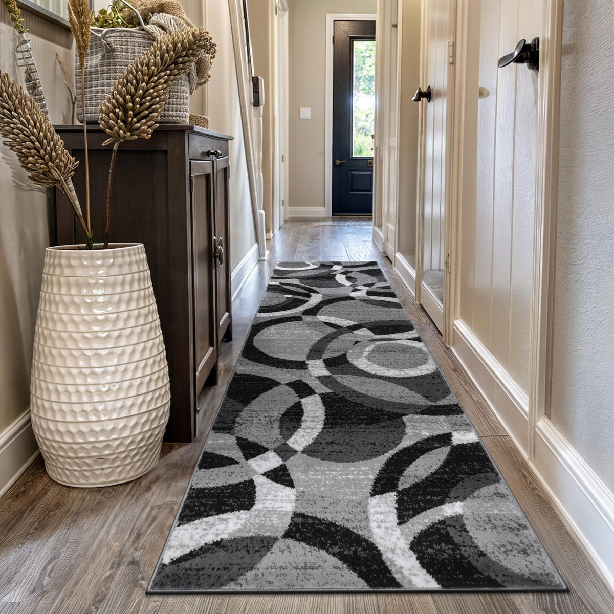 Rugshop Overlapping Circles Modern Geometric Area Rug Red 7'10" x 10'2"