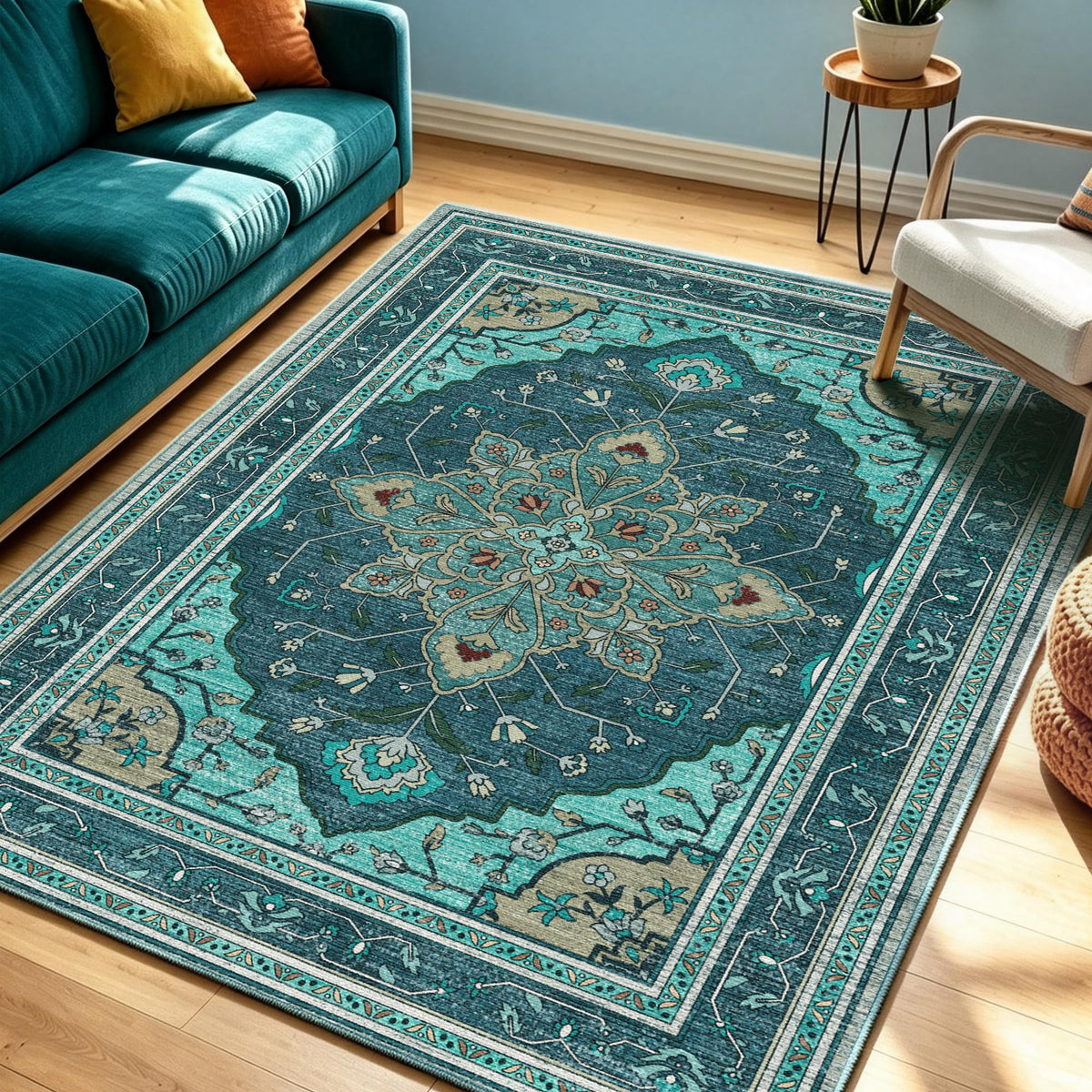 YARNSCAPE 2' x 3' Machine Washable Area Rug, Non-Slip Low-Pile Carpet
