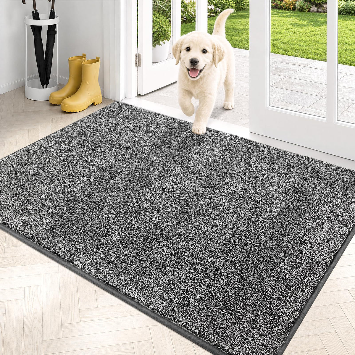 PURRUGS Dirt Trapping Indoor Door Mat, 20" x 31.5", Bluish Grey-Black