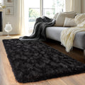 Black Rug for Bedroom, Soft Shaggy Modern Shag 4x6 Area Rugs for Living Room, Upgrade Non-Slip Plush Fluffy Carpet for Kids Boys Girls Room Dorm Home Decor Aesthetic