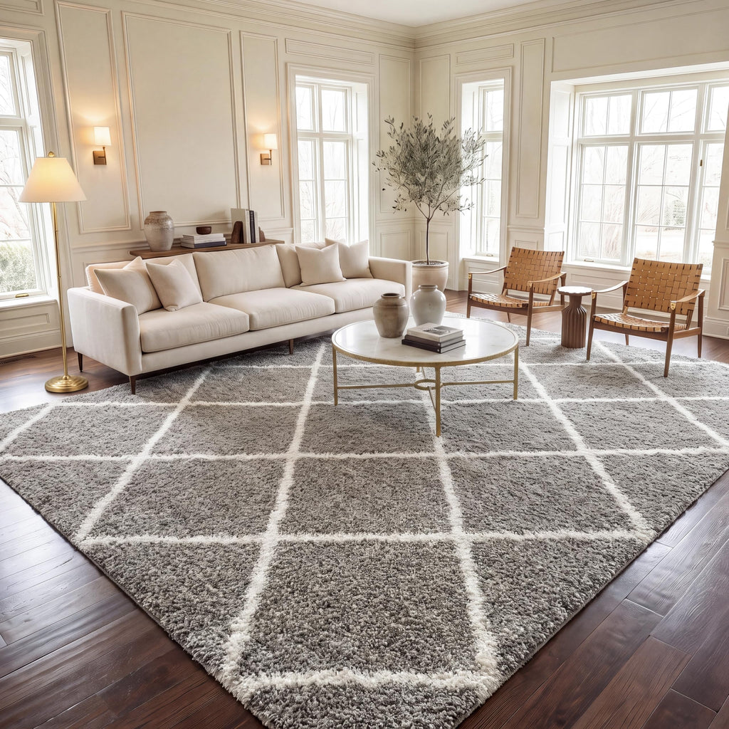 SAFAVIEH Hudson Shag Accent Rug 3'x5', Soft Plush Grey & Beige SGH281J