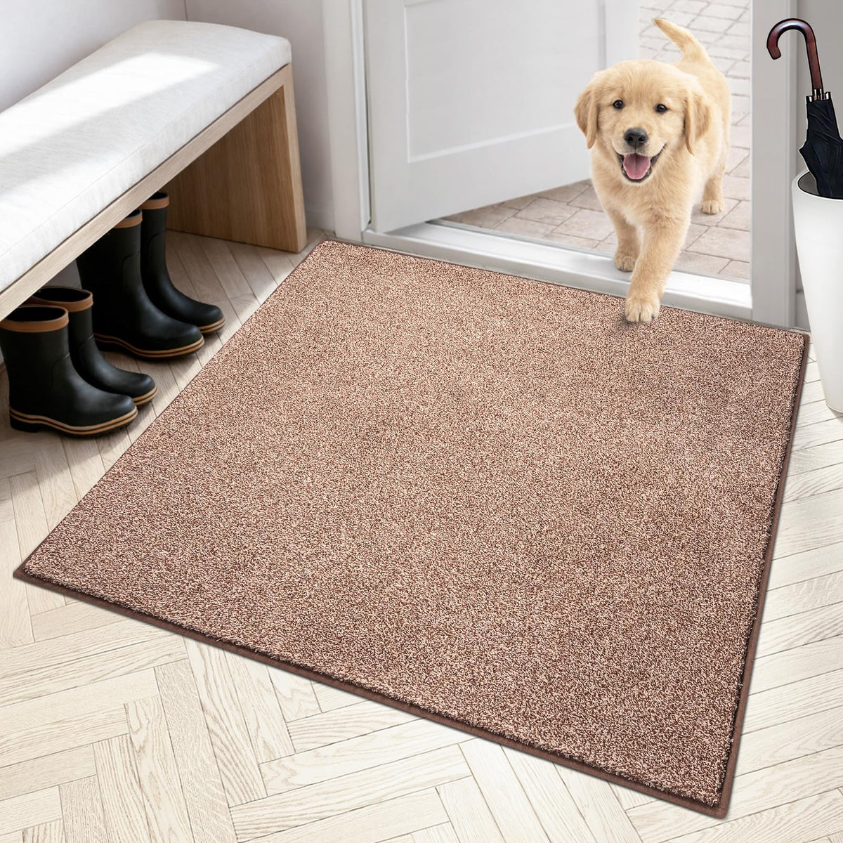 PURRUGS Dirt Trapping Indoor Door Mat, 20" x 31.5", Bluish Grey-Black