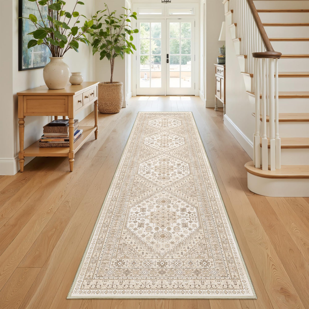 4x6 Area Rugs for Living Room, Non Slip Rugs for Bedroom, Beige