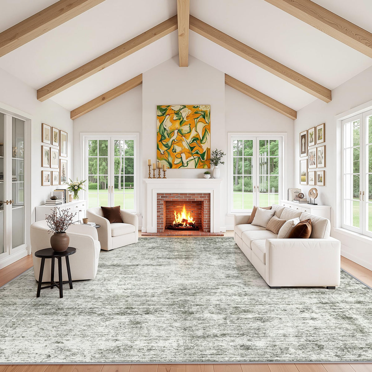LIVELYGLOW 5x7 Washable Abstract Area Rug, Small Indoor Bedroom Dorm Rug
