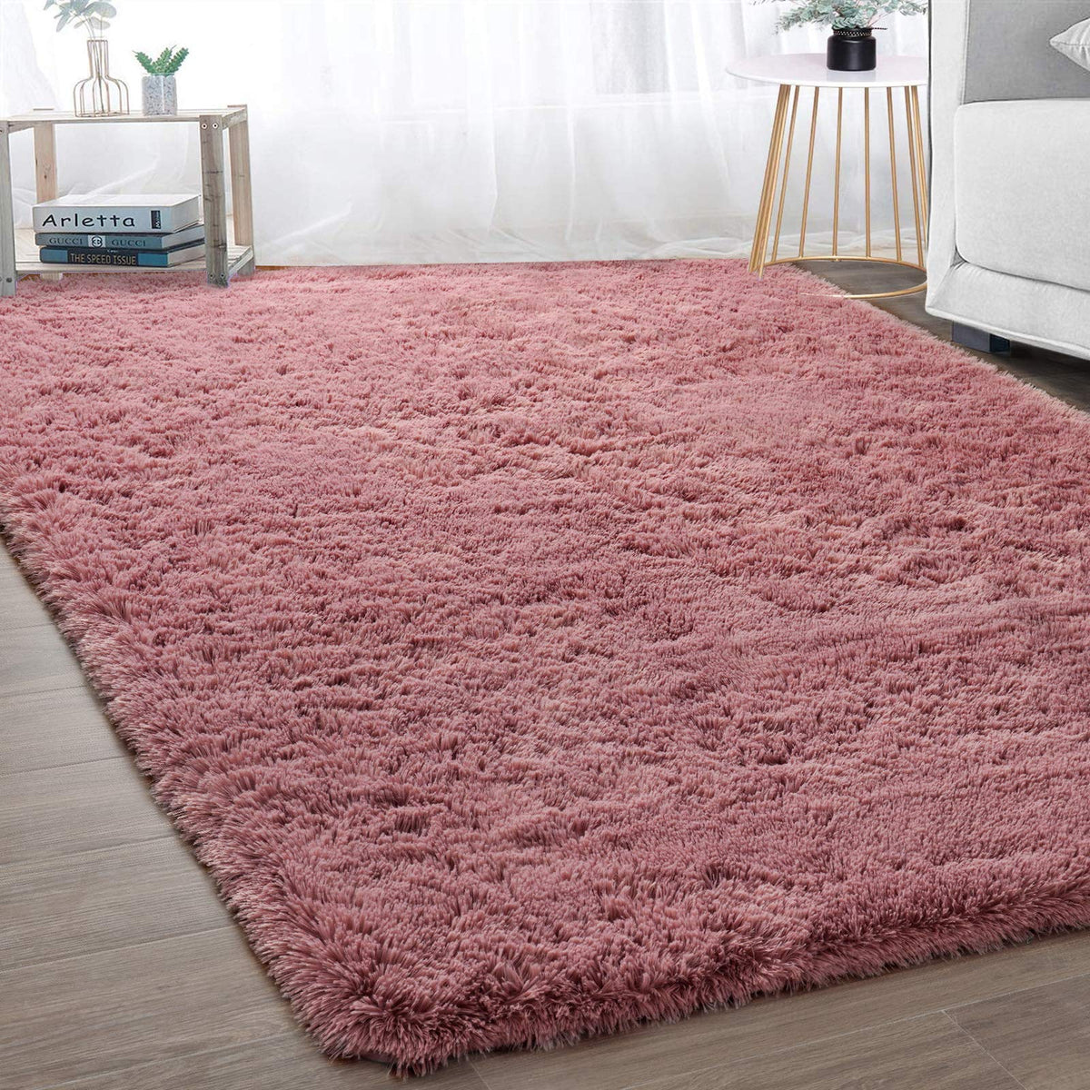 Merelax Soft Area Rug for Livingroom Bedroom, Machine Washable 4x6 Black Rugs Fluffy Shaggy Bedside Rug, Non Slip Indoor Carpet for Nursery Kids Room Home Decor Aesthetic