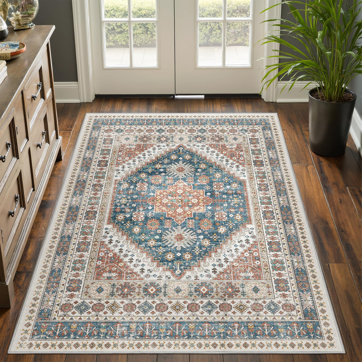 4x6 Area Rugs for Living Room, Non Slip Rugs for Bedroom, Beige