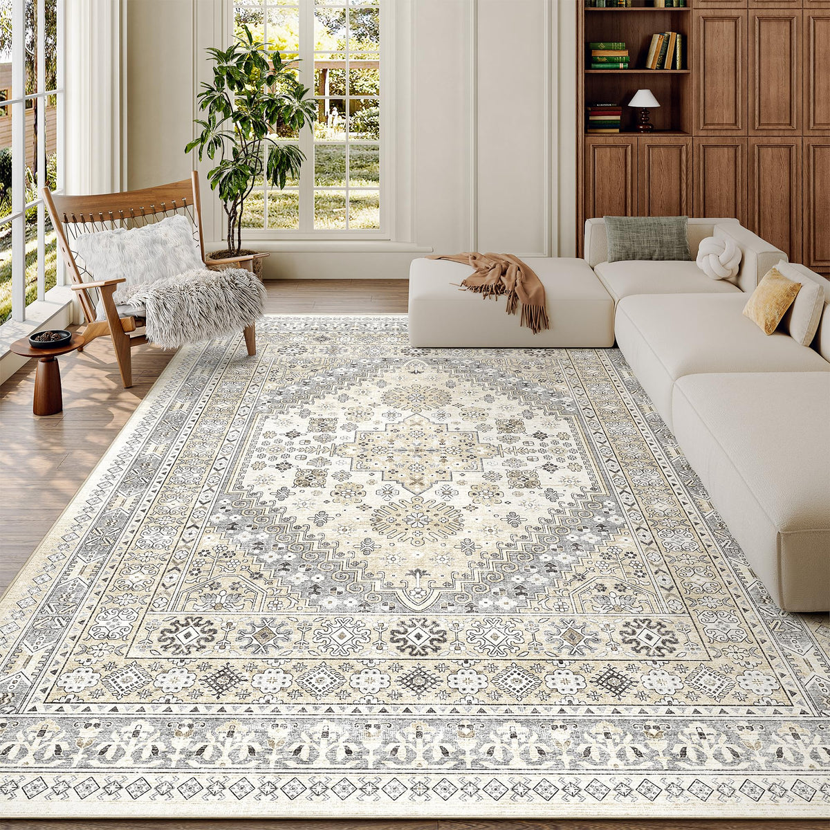 zesthome 5x7 Area Rugs for Living Room,Large Washable Rug,Orange