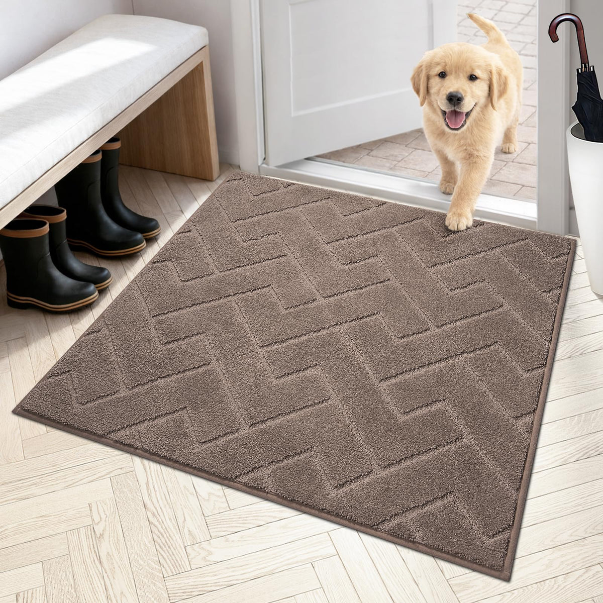 PURRUGS Dirt Trapping Door Mat Indoor Entrance, 20" x 31.5", Grey