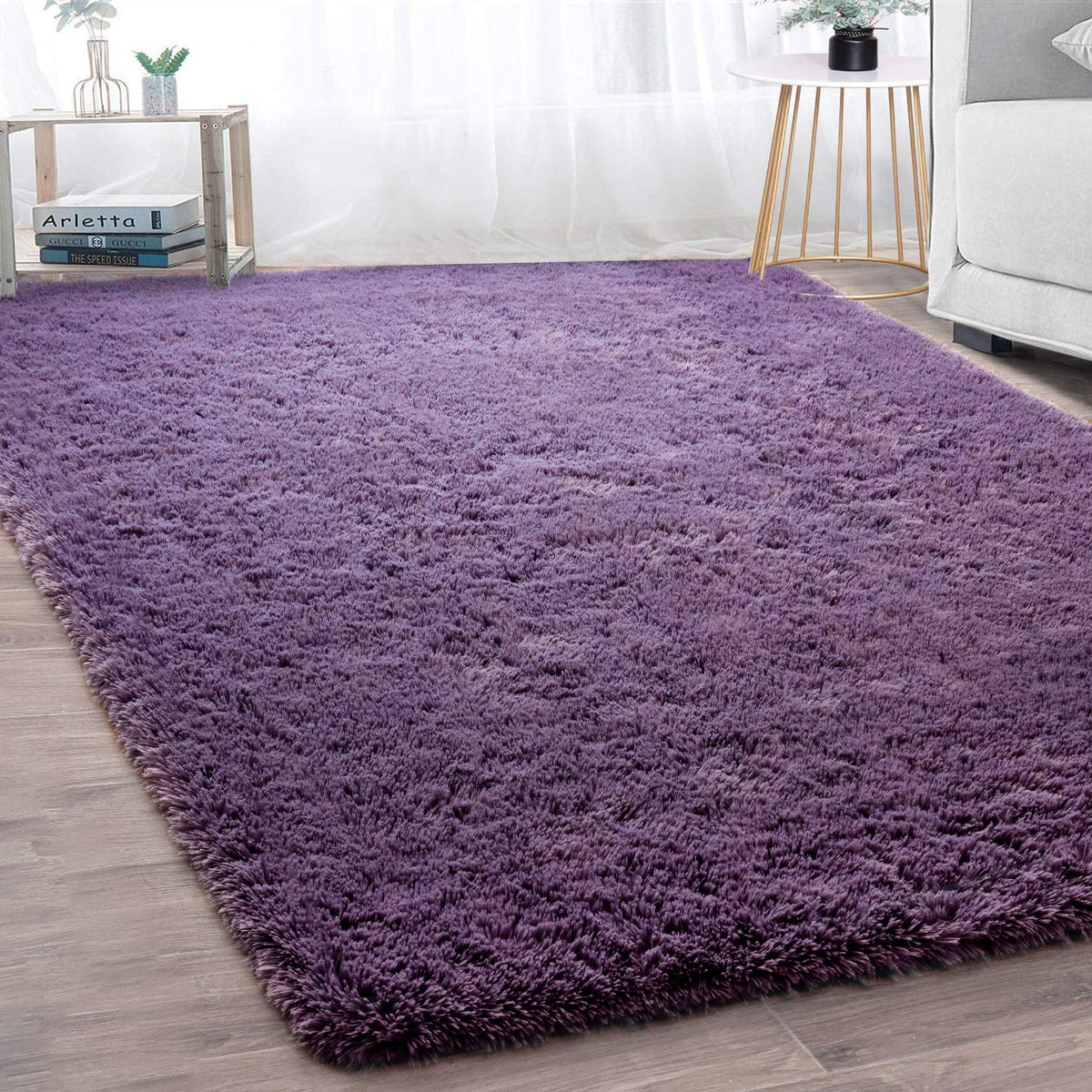 Merelax Soft Area Rug for Livingroom Bedroom, Machine Washable 4x6 Black Rugs Fluffy Shaggy Bedside Rug, Non Slip Indoor Carpet for Nursery Kids Room Home Decor Aesthetic