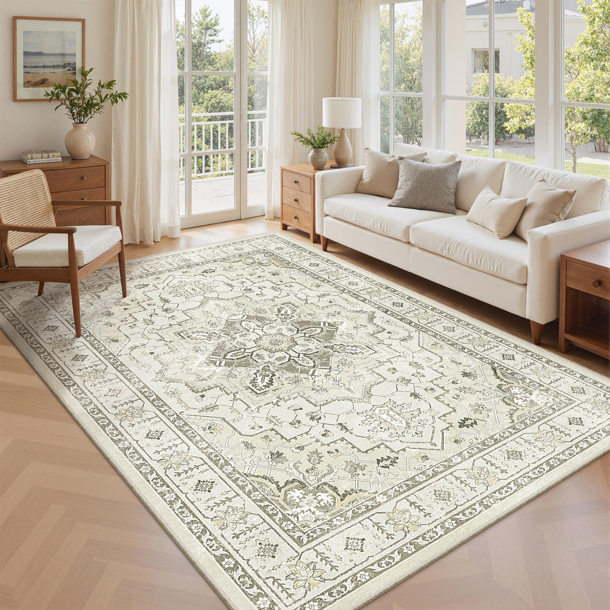 zesthome 5x7 Area Rugs for Living Room,Large Washable Rug,Orange