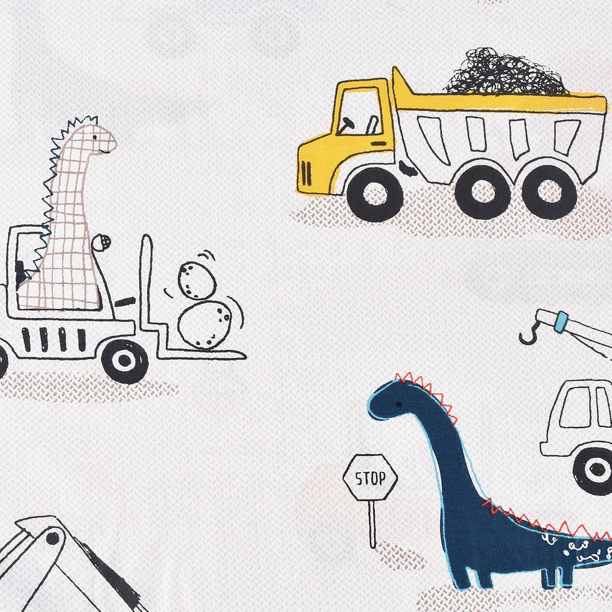 J-pinno Dinosaur Construction Work Digger Cars Vehicle Cute Cozy Fun Full Sheet Set for Kids Girls Children 100% Cotton Flat Sheet + Fitted Sheet + Piillowcase Bedding Set (Dinosaur, Full)
